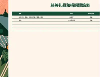 慈善礼品和捐赠跟踪表